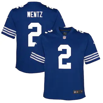 youth nike carson wentz royal indianapolis colts alternate 